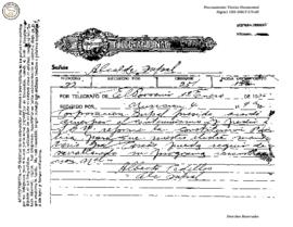Telegrama enviado de El Porvenir 1936