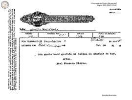 Telegrama enviado de Tegucigalpa 1948