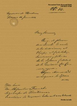 Carta del Ministro Gutiérrez al Arzobispo Alejandro Franchi 1861