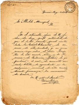 Carta de notificación por recibimiento de un oficio  1894