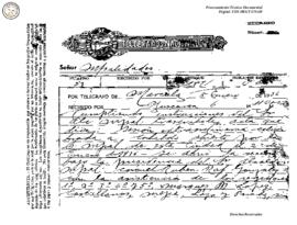 Telegrama enviado de Marcala 1936