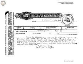 Telegrama enviado de Lauterique 1966