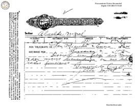 Telegrama enviado de San Miguelito 1936