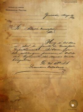 Confirmación de apertura de la junta de inscripción departamental 1894
