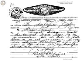 Telegrama enviado de San Antonio de Oriente 1913