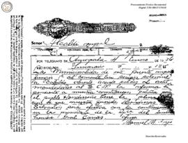 Telegrama enviado de Amapala 1936
