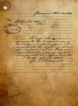 Carta sobre falta de pago de impuestos de agua y alumbrado 1894