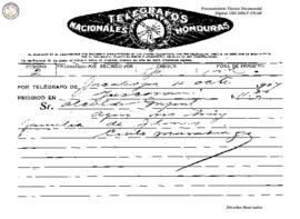 Telegrama enviado de Jacaleapa 1907