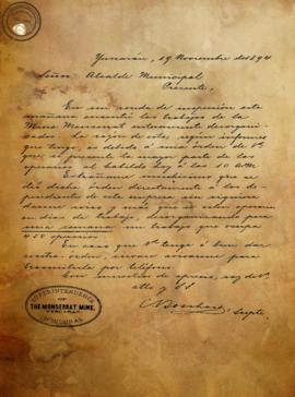 Carta de reclamo por desorganización de la mina Monserrat 1894