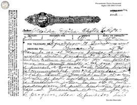 Telegrama enviado de Siguatepeque 1935