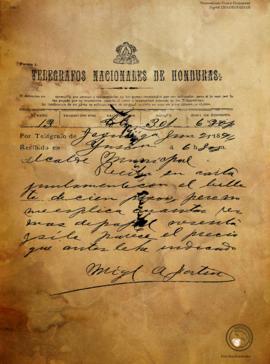 Confirmación de recibimiento de carta y 100 pesos 1894