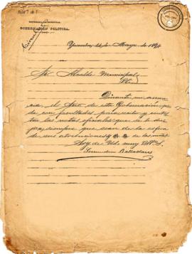 Carta dando facultades al secretario de Secundino Balladares 1894