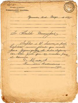 Carta solicitando capacitación de 9 jóvenes 1894