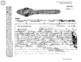 Telegrama enviado de Nacaome 1936