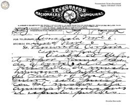 Telegrama enviado de Amapala 1907