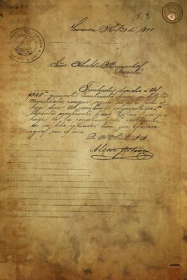 Carta sobre el envío de 544 pesos de la gobernación política. 1899