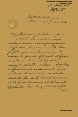 Carta Confidencial del Ministro Gutiérrez a Monseñor Alejandro Franchi 1861
