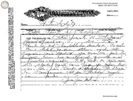 Telegrama enviado de San Juancito 1928