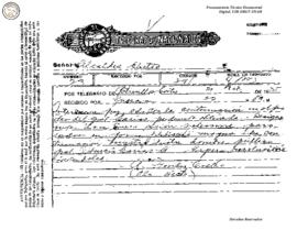 Telegrama enviado de Potrerillos 1935