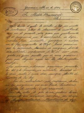 Carta sobre la clausura de la escuela de niñas de Yuscarán 1894