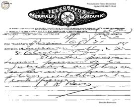 Telegrama enviado de El Paraíso 1907