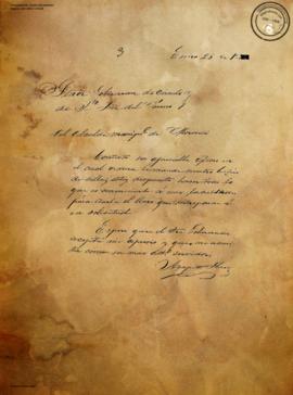 Carta del Alcalde de Moroselí Don Agapito Flores al Gobernador del círculo de Yuscarán sobre soli...