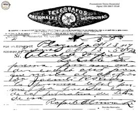 Telegrama enviado de La Plazuela 1907