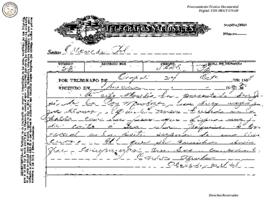 Telegrama enviado de Oropolí 1928