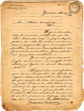 Carta informando de la renuncia de un Juez de Paz 1894