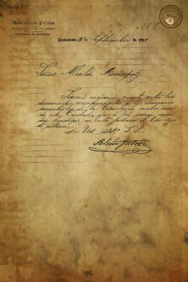 Carta para que se envíe documentación de exámenes semestrales. 1899