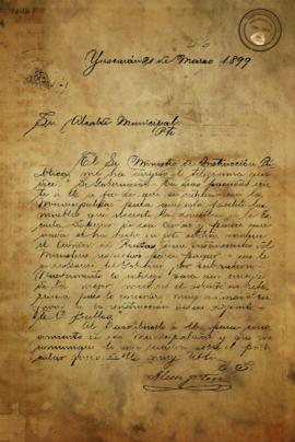 Transcripción de telegrama del Ministro de Instrucción Pública. 1899