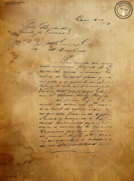 Carta del Alcalde de Moroselí Don Agapito Flores al Gobernador del Círculo de San José de Yuscarán para informar de la evacuación de algunas plazas 1873