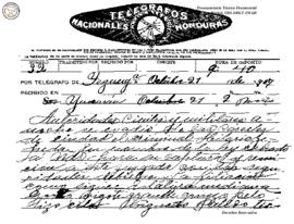 Telegrama enviado de Tegucigalpa 1907