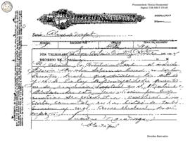 Telegrama enviado de San Antonio de Oriente 1928