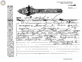 Telegrama enviado de Arenal 1936