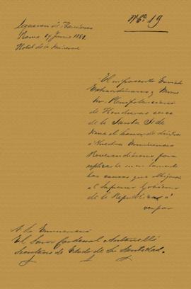 Carta del ministro Gutiérrez al Cardenal Antonelli sobre edificios de la iglesia en Honduras 1861