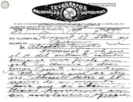 Telegrama enviado de Texíguat 1907