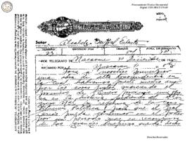 Telegrama enviado de Nacaome 1935