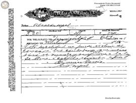 Telegrama enviado de Tegucigalpa 1928