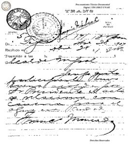 Telegrama enviado de Tegucigalpa 1907