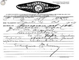Telegrama enviado de Danlí 1907