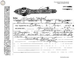 Telegrama enviado de Reitoca 1936