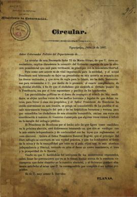 (Copia) Circular de la Secretaría de Gobernación sobre elecciones. (1887)
