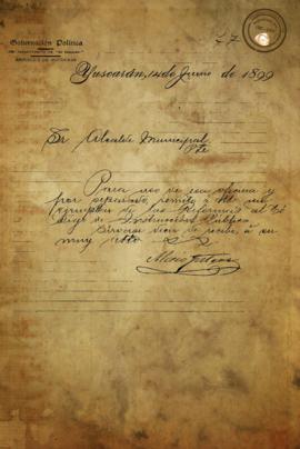Carta sobre el envío de ejemplar con las reformas al código de instrucción pública. 1899