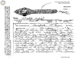 Telegrama enviado de Amapala 1936