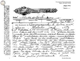 Telegrama enviado de Comayagüela 1935