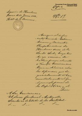 Carta Diplomática al Cardenal Antonelli 1861